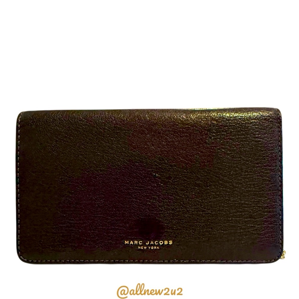 Marc Jacobs Black & Dark Burgundy Crossbody Bag Branded Goldtone Hardware
